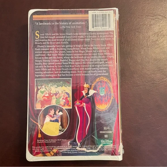 Snow White and the Seven Dwarfs -FactorySealedVHS Disney Masterpiece Collection - Picture 5 of 5